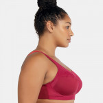 Plus Size Maroon Solid Underwired Non Padded Workout Bra