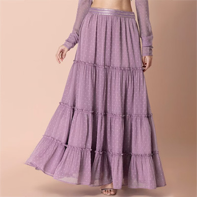 Self Design Sheer Maxi Skirt