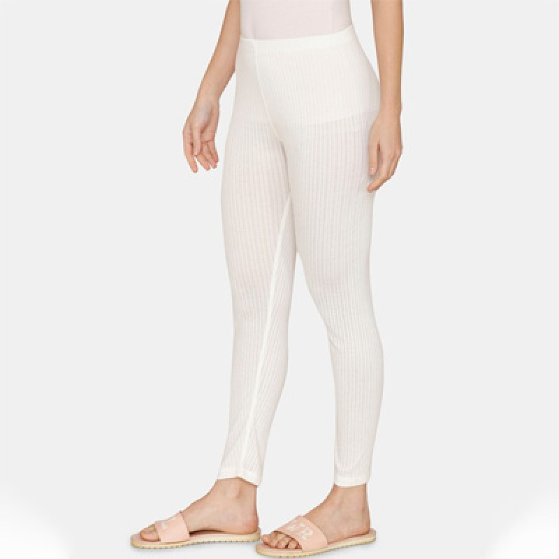 Women White Solid Thermal Bottoms