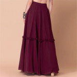 Women Maroon Solid Tiered Lehenga Skirt