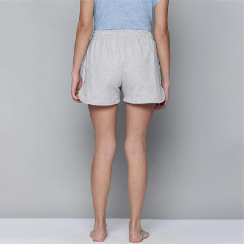 Women Grey Melange Organic Cotton Yoga Shorts