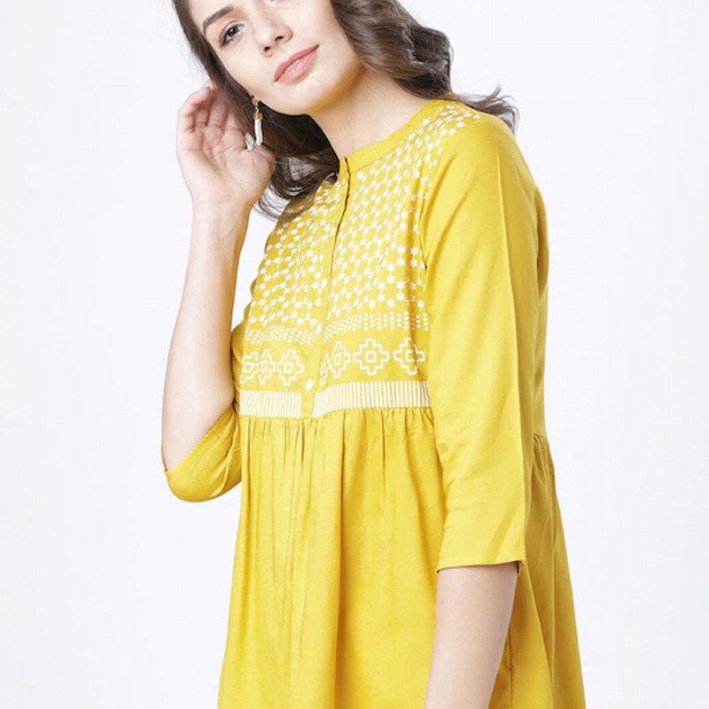 Mustard regular a-line Top