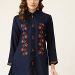 Navy blue embroidered tunic