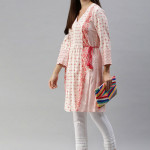 Off white and pink printed tunic