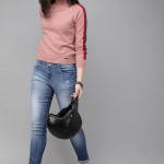 Pink solid knitted regular top