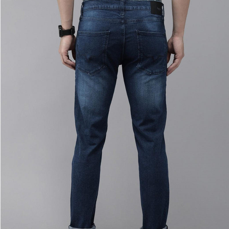 Men Blue Tapered Fit Low-Rise Light Fade Stretchable Jeans