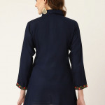 Navy blue embroidered tunic