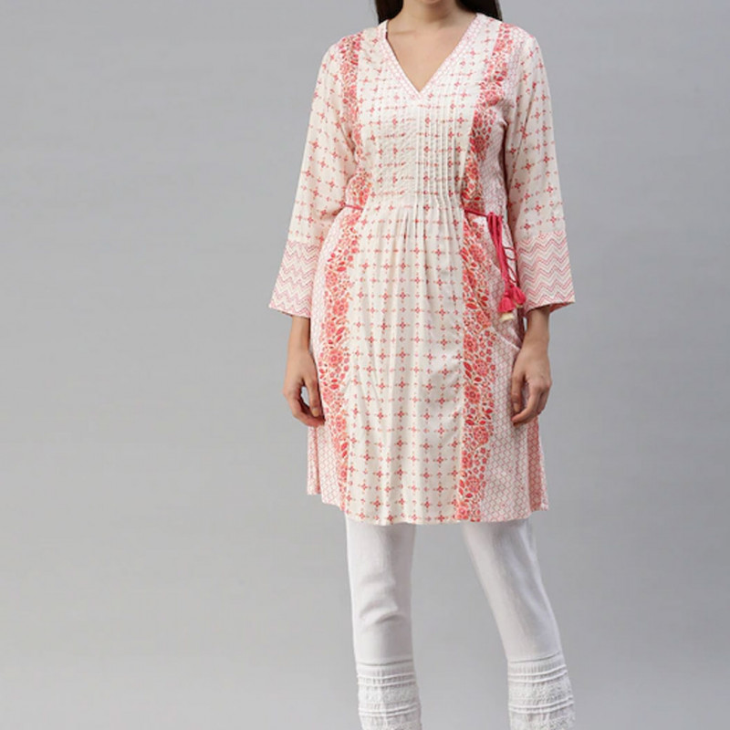 Off white and pink printed tunic