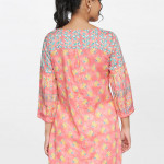 Pink and yellow floral printed tunic