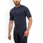 Men Navy Blue Solid Shorty Swimsuit