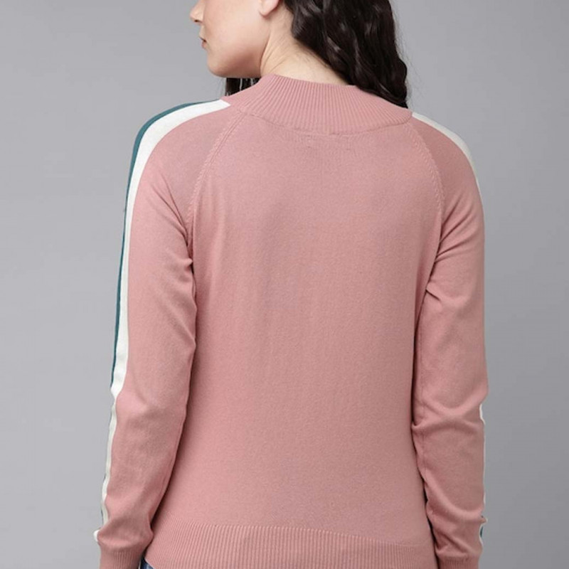 Pink solid knitted regular top