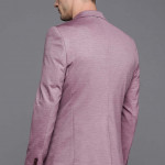 Men Purple Melange Effect Slim Fit Formal Blazer