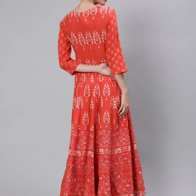 Women Geometric Printed Keyhole Neck Anarkali Kurta