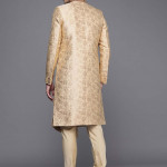 Men Ethnic Motifs Printed Raw Silk Kurta with Pyjamas & Nehru Jacket